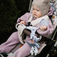 Stroller hanging activity toy with rabbit plush and striped hanging attachments