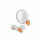 Hare brush and comb set with round brush, white bristles, and orange details