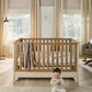 Harwell cotbed - cashmere with wooden slats and beige knitted cover, white frame