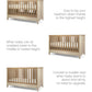 Harwell cotbed - cashmere, white frame with wooden slats, shown in three angles