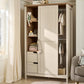 Cashmere wardrobe cabinet with hinged doors and internal storage, light white finish