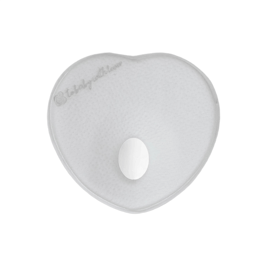 Heart-shaped ergonomic memory foam pillow, light grey airknit with center cutout