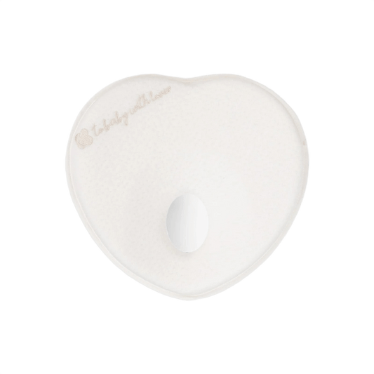Heart-shaped white memory foam ergonomic pillow with support opening