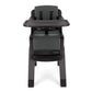 High chair front view with black tray, molded seat, and four sturdy legs