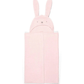 Pink hooded bunny towel with folded body and long ears on top