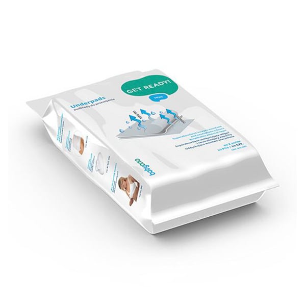 Hygienic underpad pack, 40x60 cm sheets, white pouch with Get Ready badge
