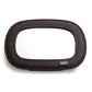 Black oval baby mirror frame with fabric edge and recessed window opening