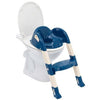 White toilet trainer with dark-blue seat and step