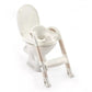 White toilet trainer with white seat and light beige legs