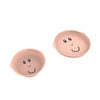 Coral kids plate and bowl set with smiling face graphics, two pieces