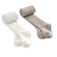 Knitted tights set of 2, folded ribbed knit in oatmeal and white, soft legwear