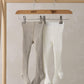 Knitted tights set of 2 in oatmeal and white, ribbed knit footed legs