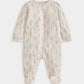Cream floral long sleeve footed baby onesie