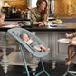4-in-1 high chair in stone blue, padded seat with tray