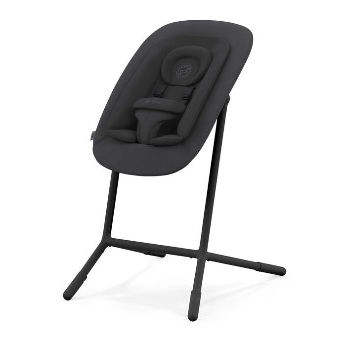 4-in-1 high chair in black, close-up of padded insert and seat
