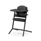 4-in-1 high chair in black with front tray and two-level footrest