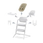 4-in-1 high chair in light gray, padded seat with tray and footrest