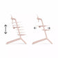 4-in-1 high chair in pearl pink, padded seat with tray and footrest