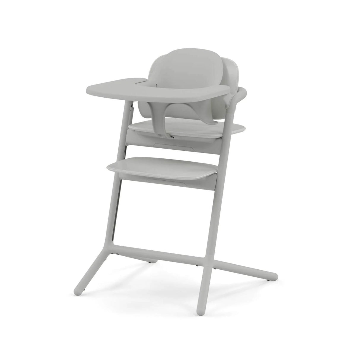 4-in-1 high chair in light grey, padded seat with wide tray