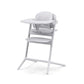 4-in-1 high chair in light gray/white with front tray and two-level footrest