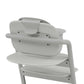 4-in-1 high chair in light gray with front tray and padded seat back