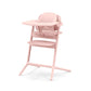 4-in-1 high chair in pearl pink, padded seat with tray and footrest