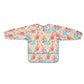 Long-sleeve bib top with jungle animal and leaf print and front bib panel