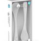 Grey feeding spoon set in retail box showing two feeding spoons