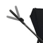 Stroller handlebar with gray adjustment buttons and black grip