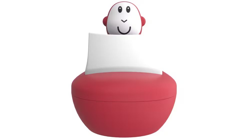 Monkey boat toy set in red and white with monkey head on rounded seat