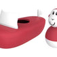 Monkey boat toy set in red and white with boat seat opening and small monkey figure