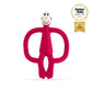 Teething toy monkey figure in fuchsia with loop ring handles