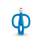 Teething toy monkey figure in blue with large loop ring handles