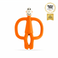 Teething toy monkey figure in orange with large loop ring handles