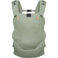 Sage green newborn baby carrier front view with padded shoulder sections