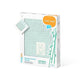Natural bamboo knitted blanket box packaging with illustrated blanket and care icon