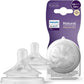 Bottle teat set, Natural Response Flow 2, clear silicone with small round vent holes