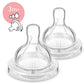 Two Philips Avent Natural 3m+ variable flow teats, clear silicone nipple