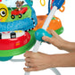 Activity jumper frame with gray handle and colorful toy base