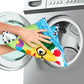 Machine-washable activity jumper fabric panel being removed