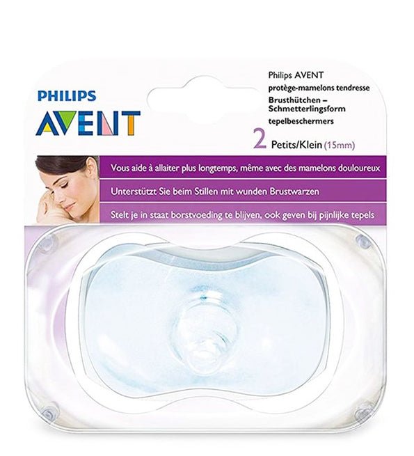 Philips Avent 15mm nipple protectors in clear blister pack