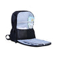 Nursery backpack with main compartment, dark fabric, front pocket, and shoulder straps