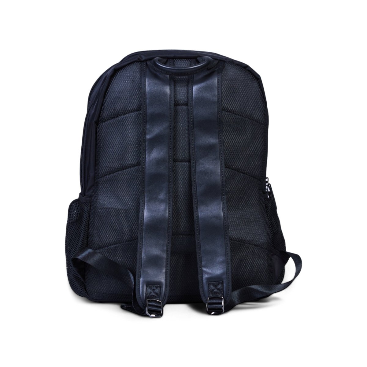 Nursery backpack, dark fabric with padded front panels and adjustable straps