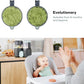 Baby food processor with two clear jars, mint lid and dark gray base; with puree pouches