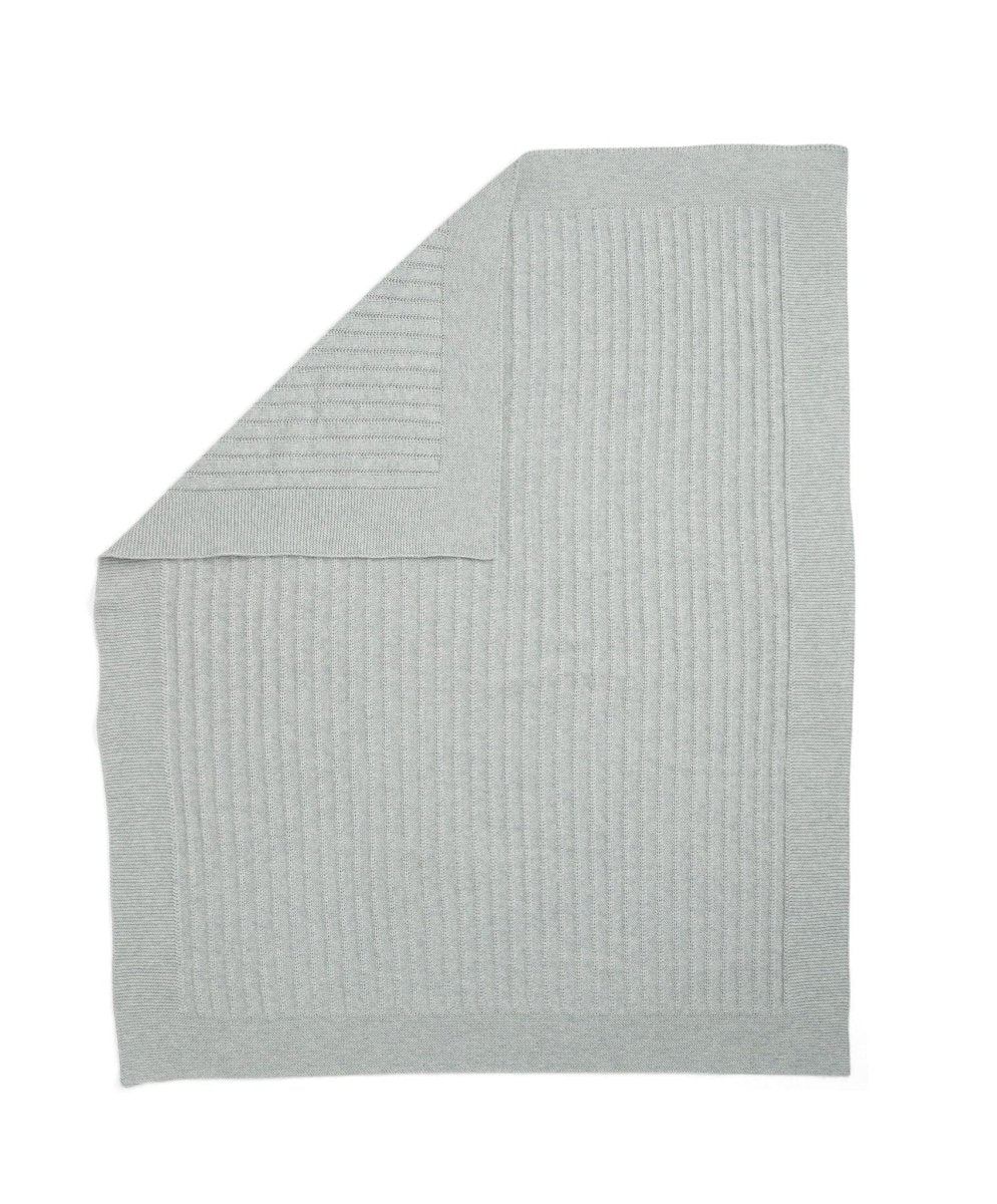 Heritage blanket, light gray with stitched paneling and textured knit surface