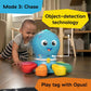 Blue Opus chase toy with object-detection arm stand and colorful catch pieces