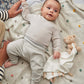 Oatmeal ribbed long-sleeve baby bodysuit with snap crotch and crew neckline