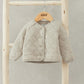 Quilted baby jacket, oversized fit, long sleeves, button front, light gray