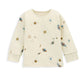 Cream planet-print long-sleeve pajama top with round neck