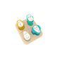 Wooden animal puzzle game with smiling animal face pieces on base